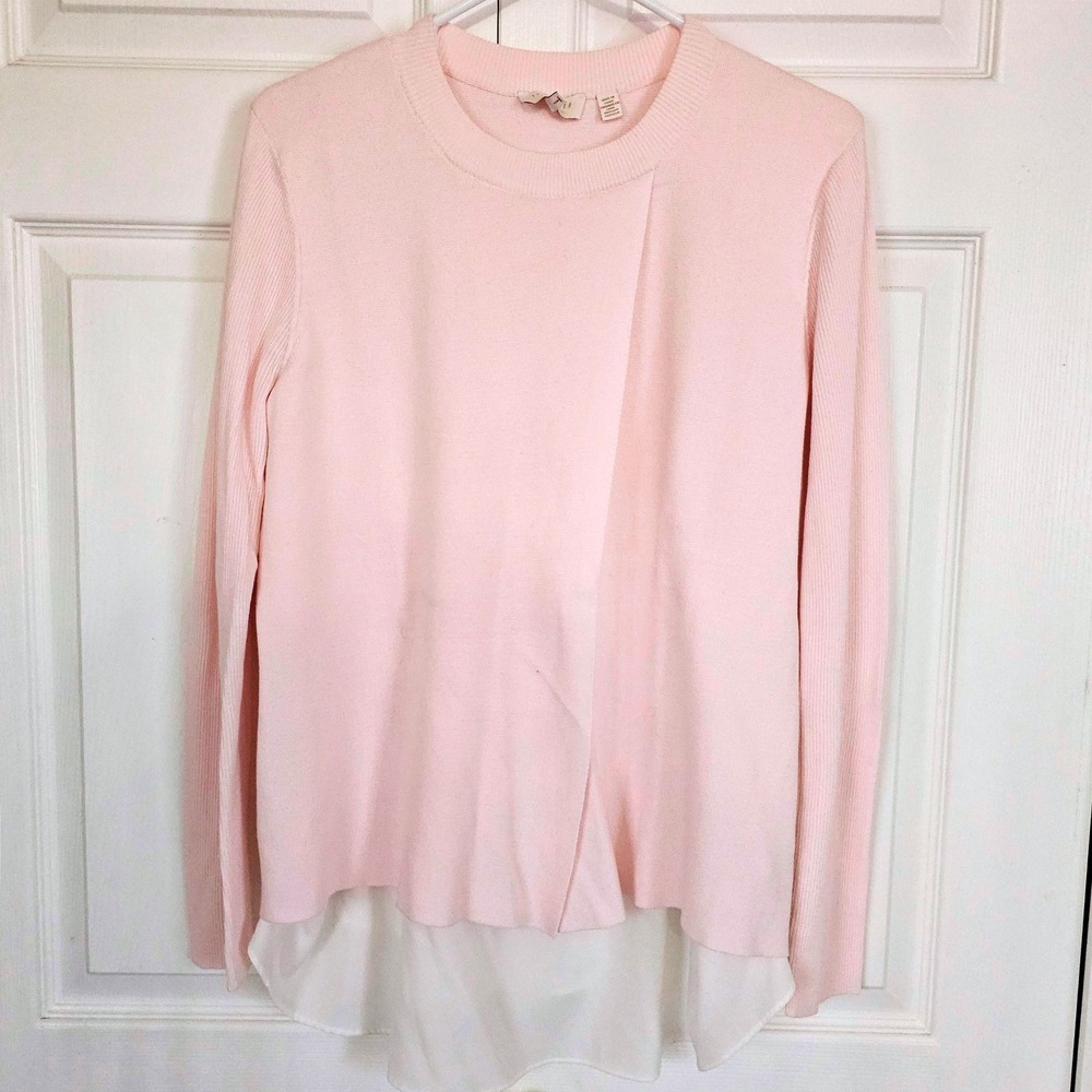 Ted Baker London Pink Layered Hem Sweater Shirt  Office Preppy‎ Spring Layered